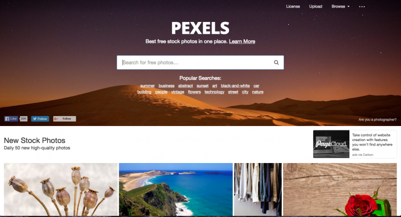 Pexels Homepage